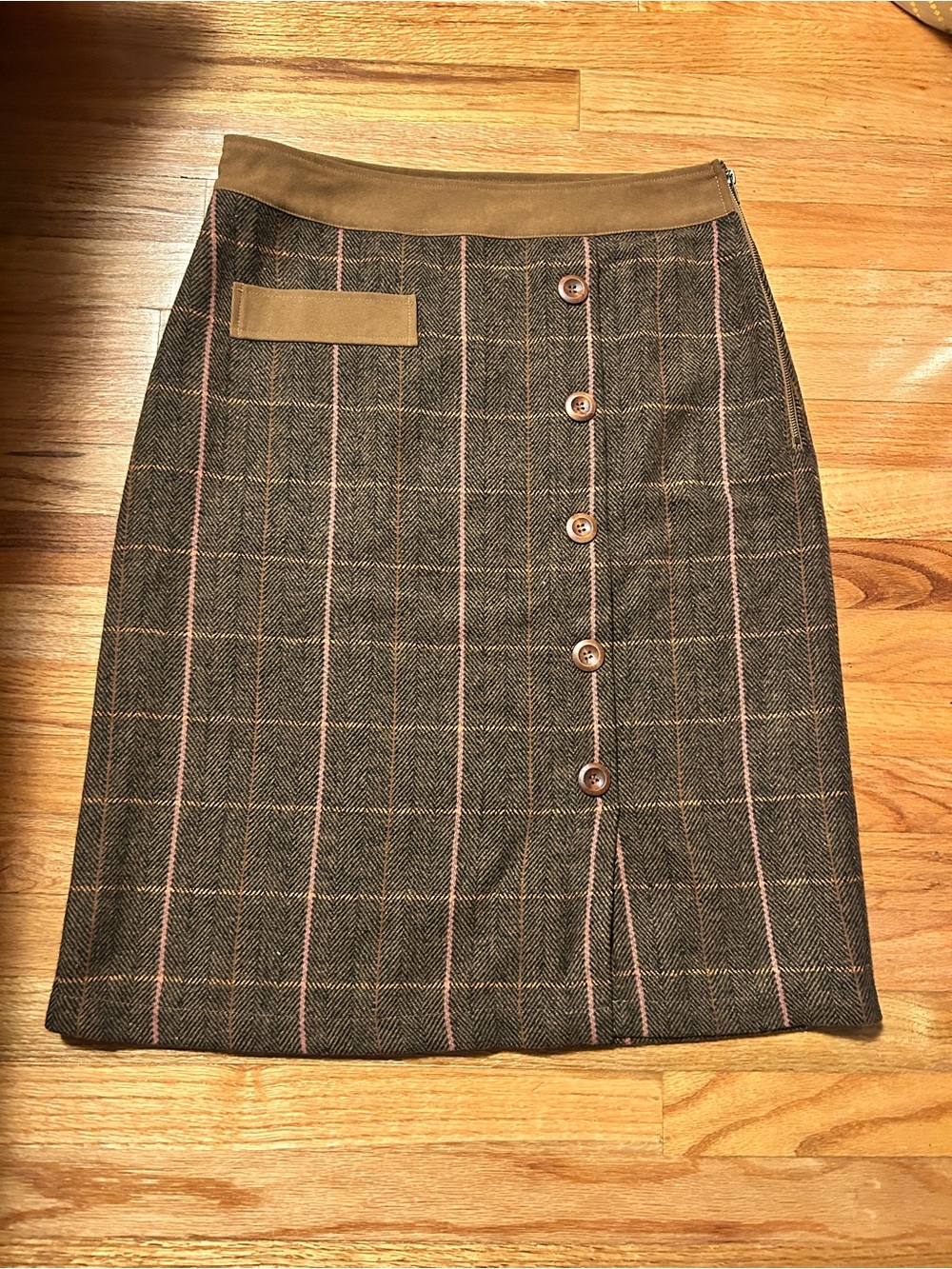 Women's Mystree Brown Plaid Button-Front Skirt